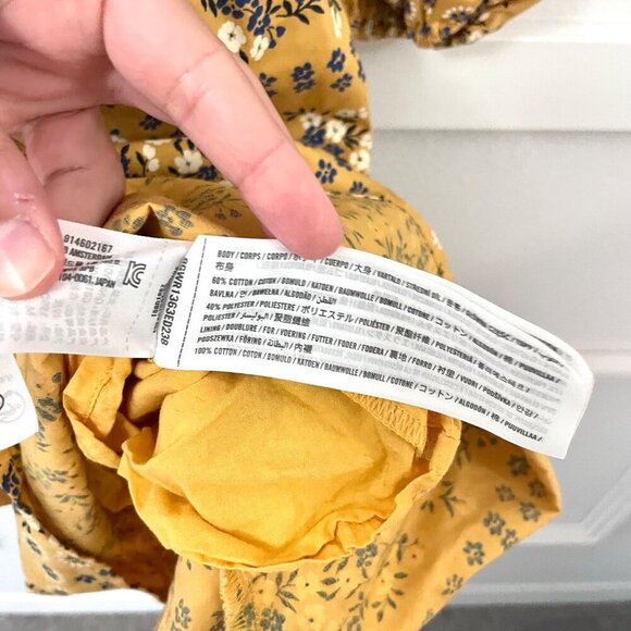 Abercrombie and Fitch Emerson Poplin Puff Sleeve Yellow Floral Mini Dress Size M - Picture 5 of 6